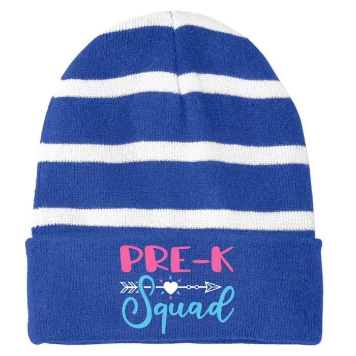 PreK Squad Preschool Teacher Cool Gift Striped Beanie with Solid Band