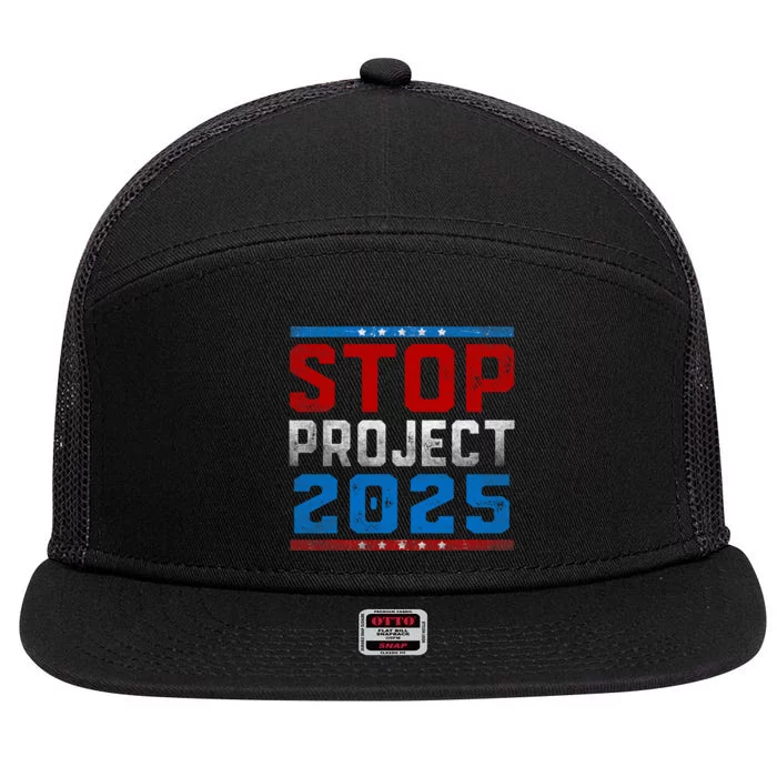 Prodemocracy Stop Project 2025 Presidential Election 2024 7 Panel Mesh Trucker Snapback Hat