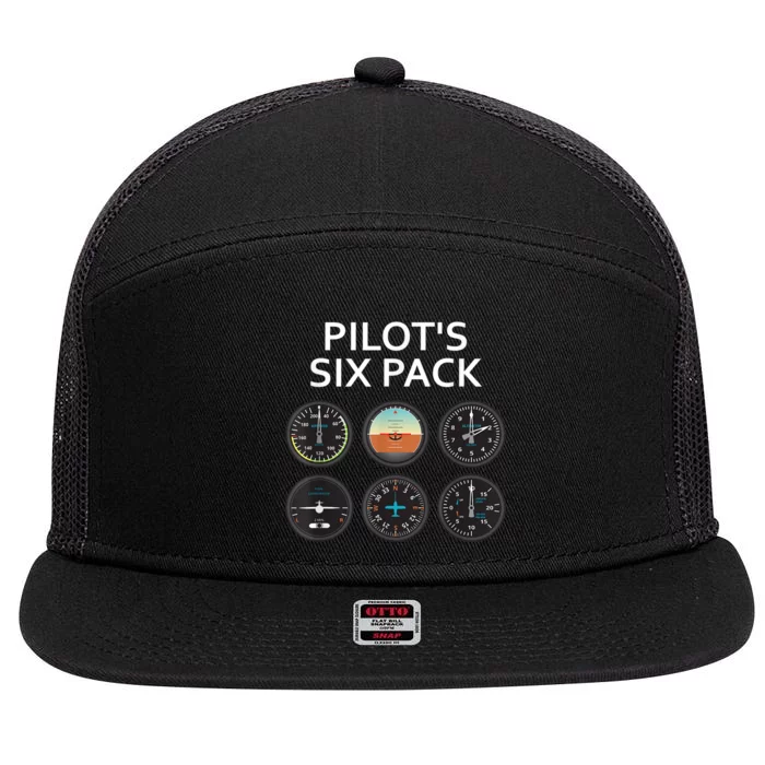 Pilot's Six Pack Funny Aviation 7 Panel Mesh Trucker Snapback Hat