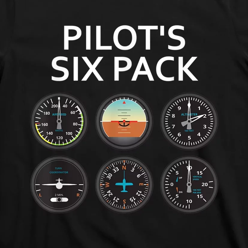 Pilot's Six Pack Funny Aviation T-Shirt