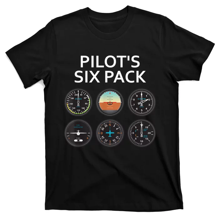 Pilot's Six Pack Funny Aviation T-Shirt