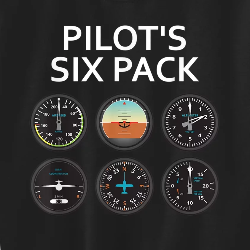 Pilot's Six Pack Funny Aviation Kids Sweatshirt