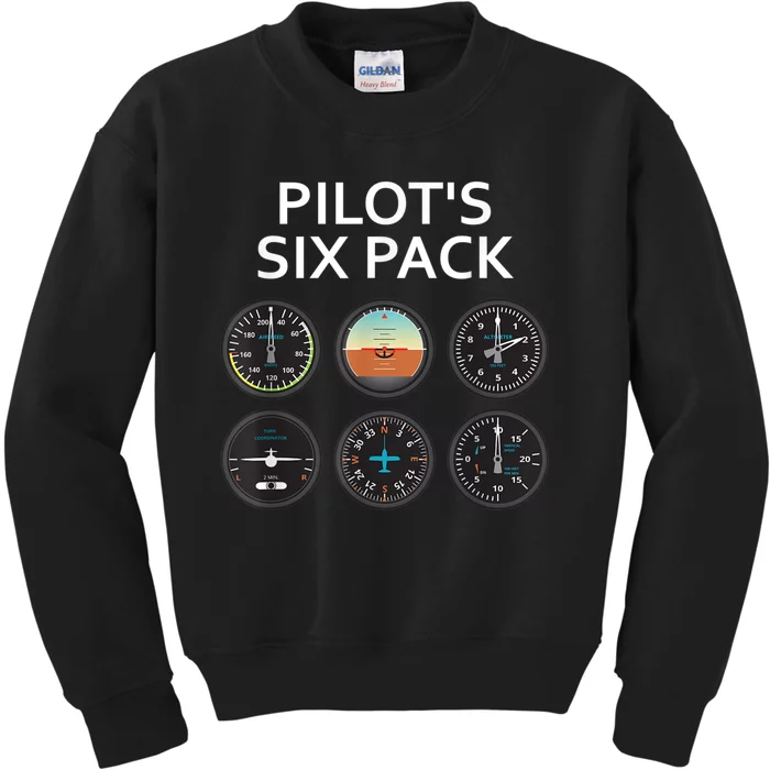 Pilot's Six Pack Funny Aviation Kids Sweatshirt