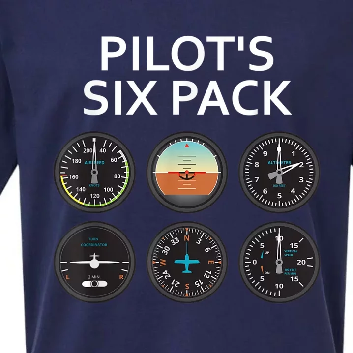 Pilot's Six Pack Funny Aviation Sueded Cloud Jersey T-Shirt