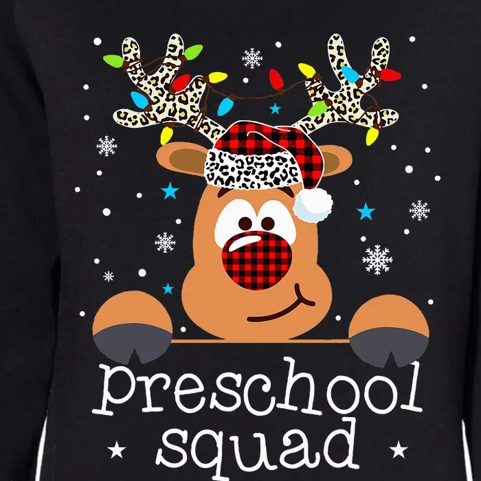 Preschool Squad Plaid Reindeer Santa Hat Teacher Christmas Womens California Wash Sweatshirt