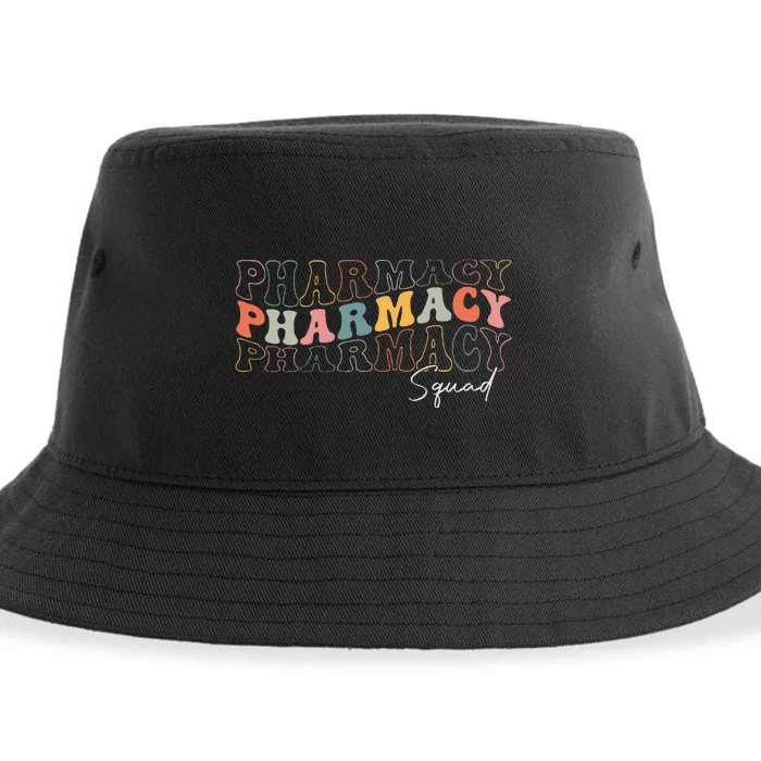 Pharmacy Squad Pharmacy Technician Retro Groovy Pharmacist Sustainable Bucket Hat