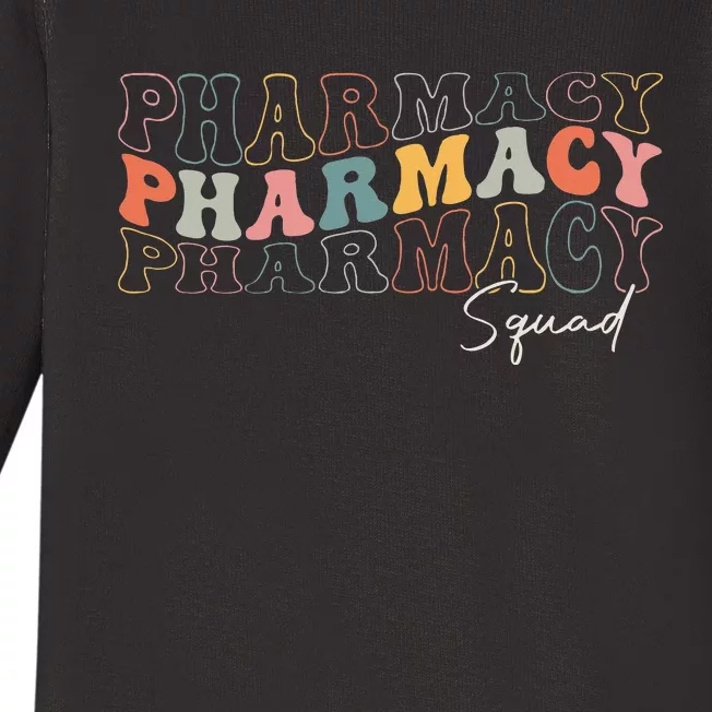 Pharmacy Squad Pharmacy Technician Retro Groovy Pharmacist Baby Long Sleeve Bodysuit