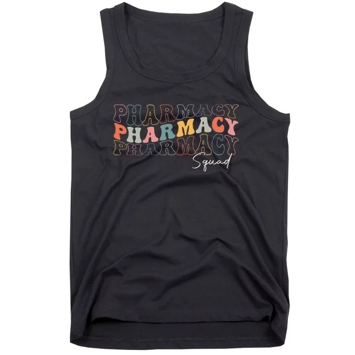 Pharmacy Squad Pharmacy Technician Retro Groovy Pharmacist Tank Top