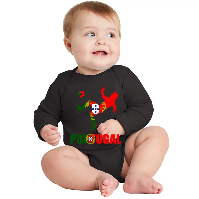 Portugal Soccer Portuguese Pride Futebol Portuguese Flag Baby Long Sleeve Bodysuit