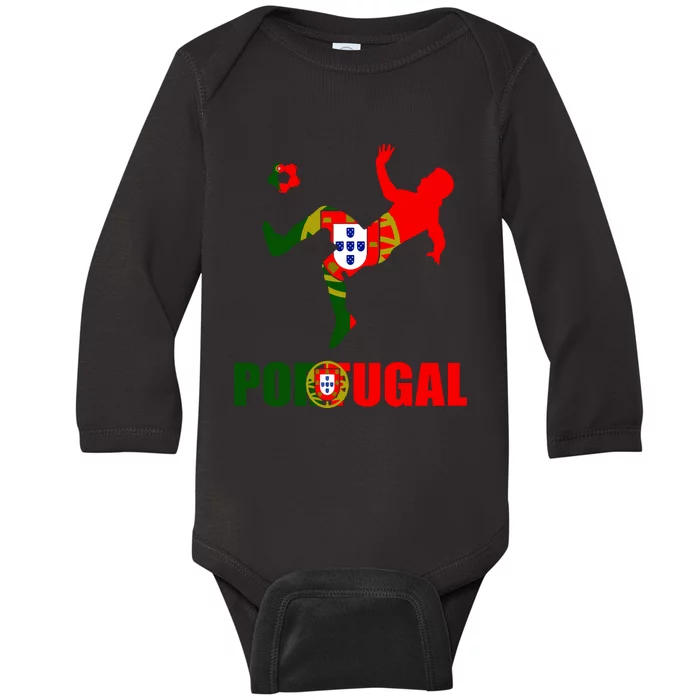 Portugal Soccer Portuguese Pride Futebol Portuguese Flag Baby Long Sleeve Bodysuit