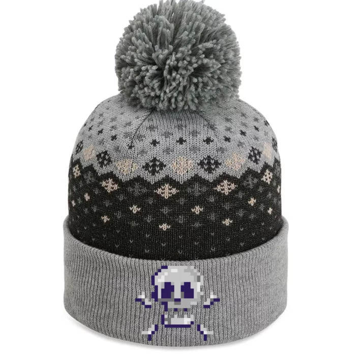 Pixelated Skull The Baniff Cuffed Pom Beanie