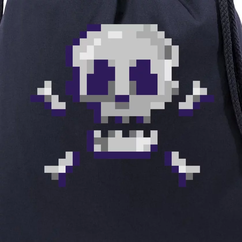 Pixelated Skull Drawstring Bag