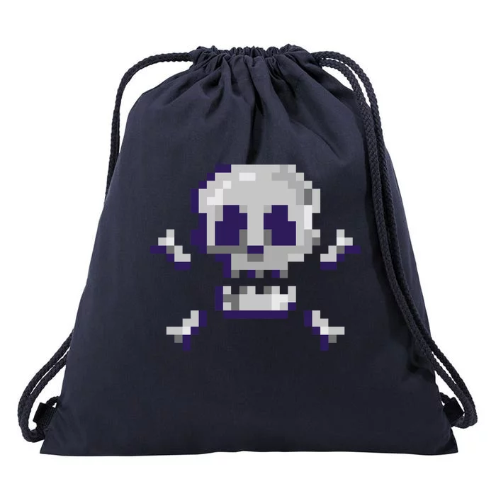 Pixelated Skull Drawstring Bag