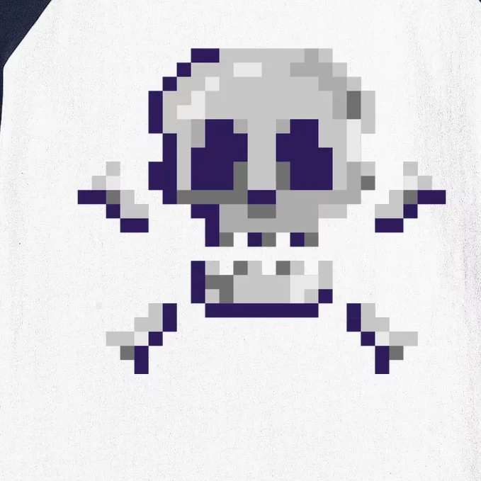 Pixelated Skull Baseball Sleeve Shirt