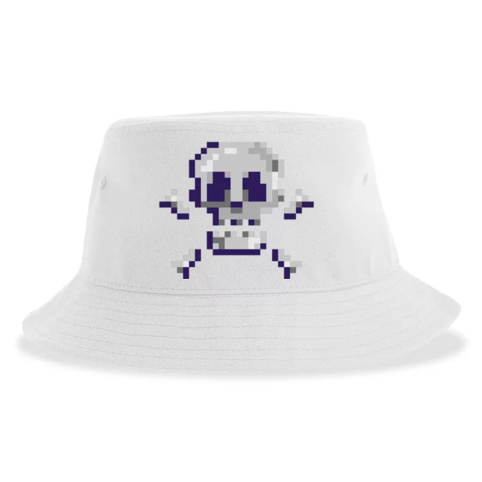 Pixelated Skull Sustainable Bucket Hat