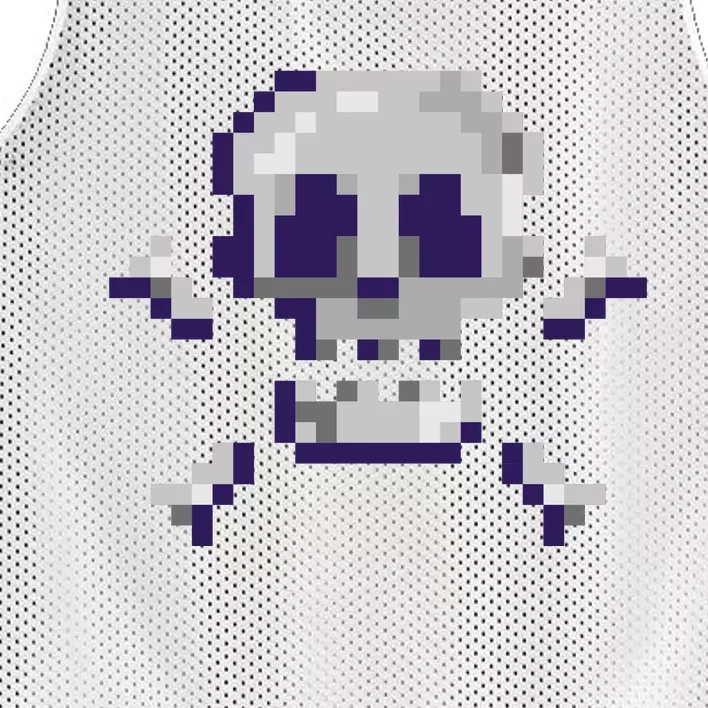 Pixelated Skull Mesh Reversible Basketball Jersey Tank