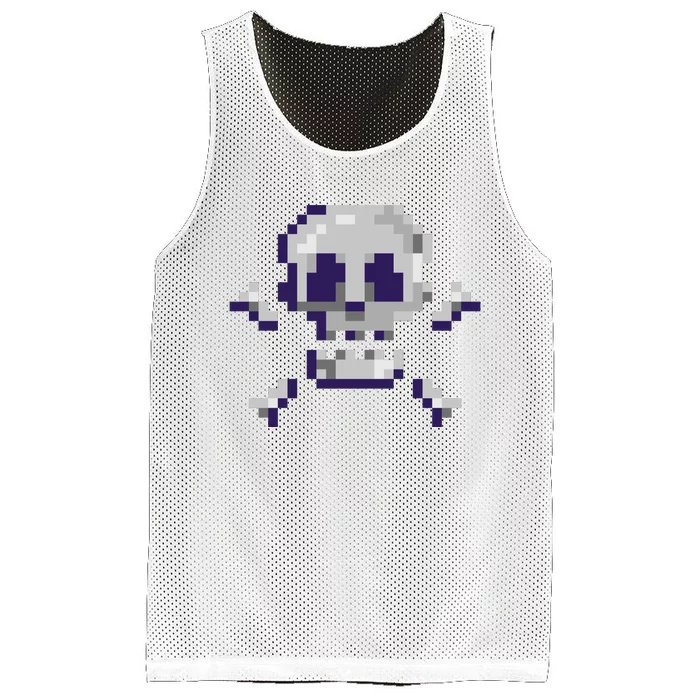 Pixelated Skull Mesh Reversible Basketball Jersey Tank