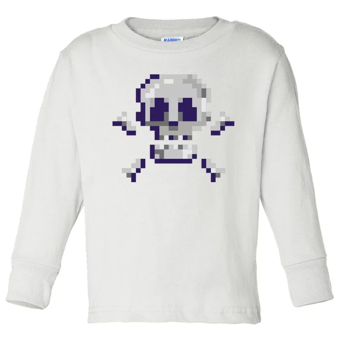 Pixelated Skull Toddler Long Sleeve Shirt