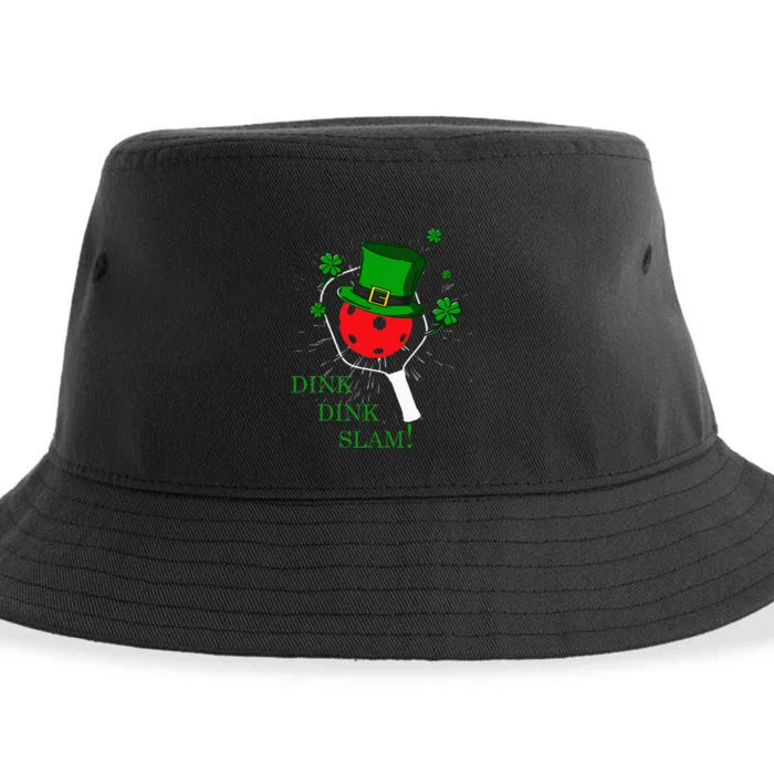 Pickleball St Patricks Day Lucky Pickleball Player Shamrock Sustainable Bucket Hat