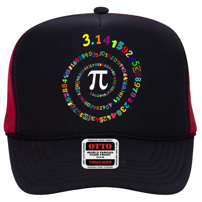 Pi Spiral Pi Day Funny Gift Funny Gift High Crown Mesh Trucker Hat