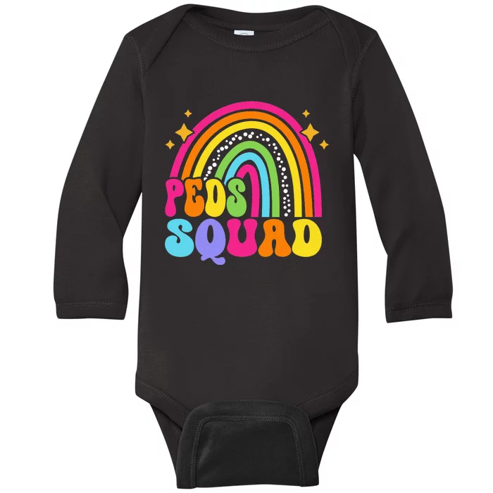 Peds Squad Pediatric Nurse PEDS Pediatrician Peds Nurse Cute Baby Long Sleeve Bodysuit