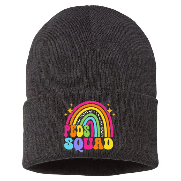 Peds Squad Pediatric Nurse PEDS Pediatrician Peds Nurse Cute Sustainable Knit Beanie