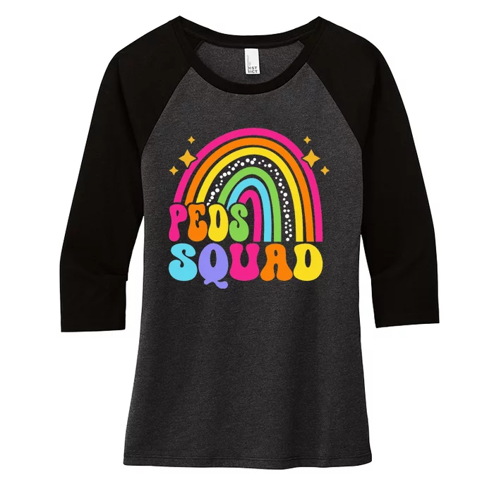 Peds Squad Pediatric Nurse PEDS Pediatrician Peds Nurse Cute Women's Tri-Blend 3/4-Sleeve Raglan Shirt