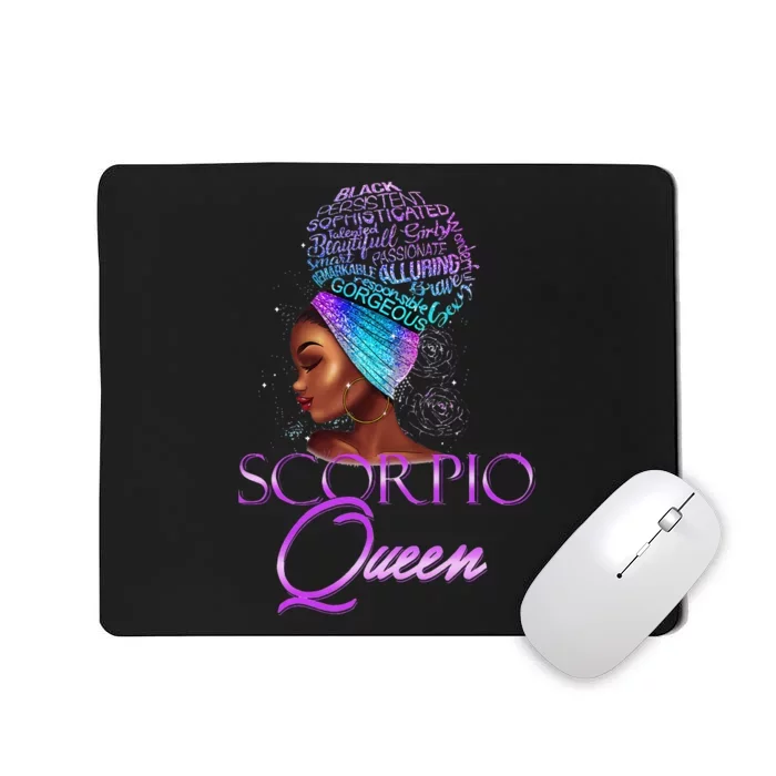 Purple Scorpio Queen African American Woman October November Mousepad