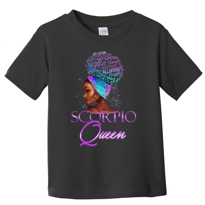 Purple Scorpio Queen African American Woman October November Toddler T-Shirt