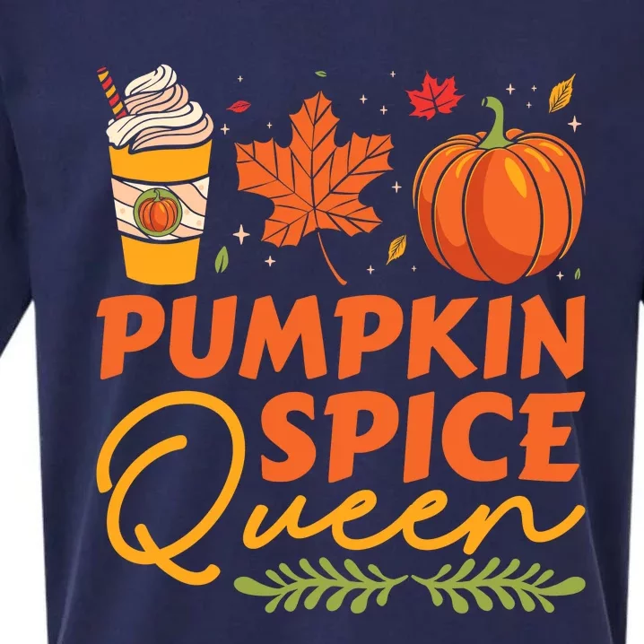 Pumpkin Spice Queen Thanksgiving Autumn Fall Sueded Cloud Jersey T-Shirt