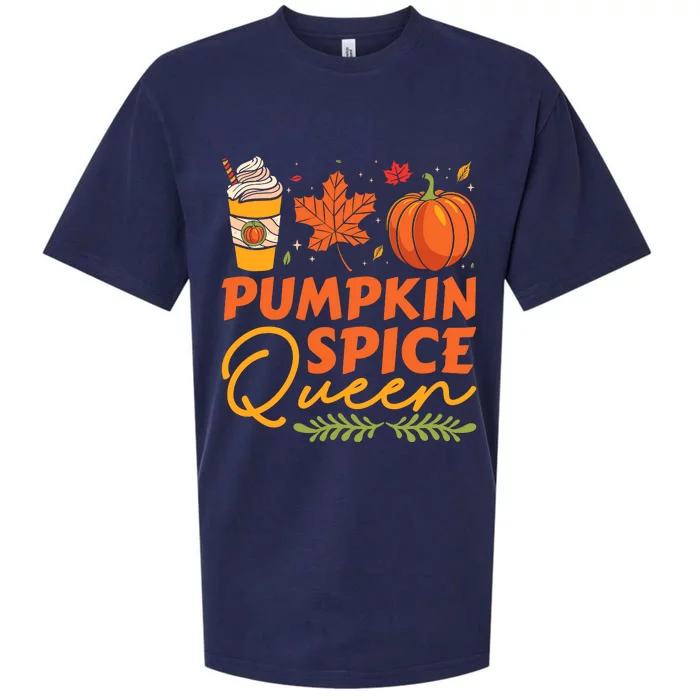 Pumpkin Spice Queen Thanksgiving Autumn Fall Sueded Cloud Jersey T-Shirt