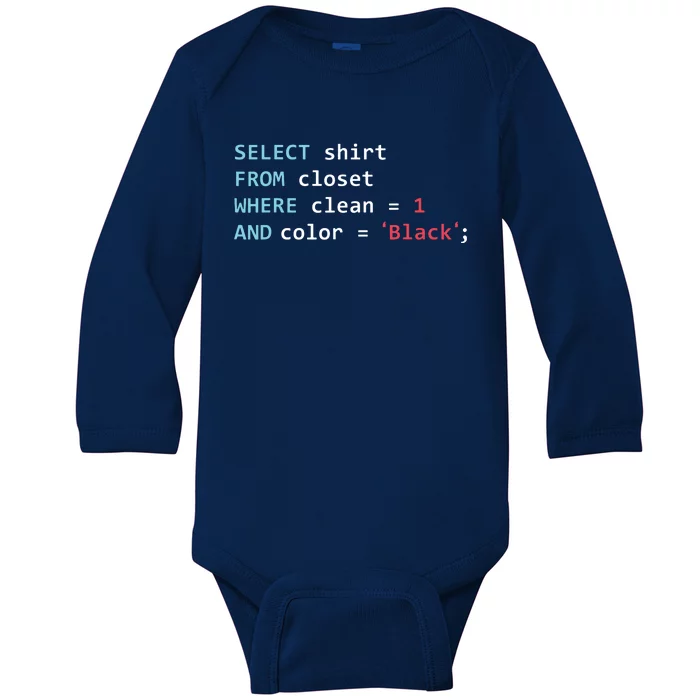 Programmer SQL Query Geek Database Coding Baby Long Sleeve Bodysuit