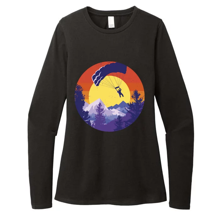 Parachute Skydiving Retro Sunset Womens CVC Long Sleeve Shirt