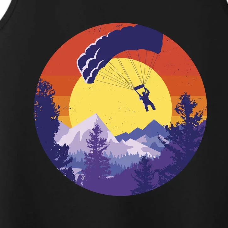 Parachute Skydiving Retro Sunset Performance Tank