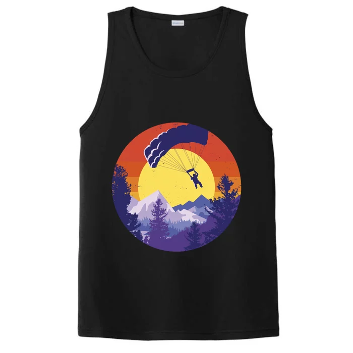 Parachute Skydiving Retro Sunset Performance Tank