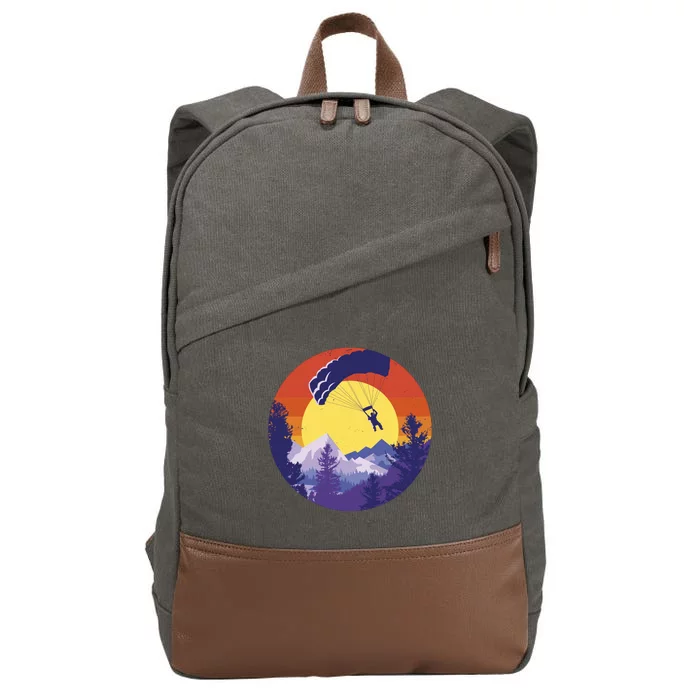 Parachute Skydiving Retro Sunset Cotton Canvas Backpack