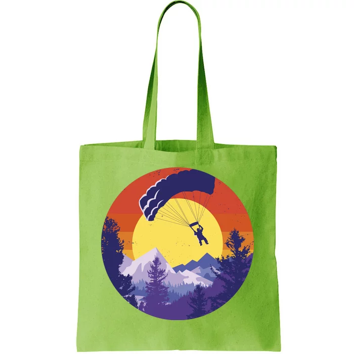 Parachute Skydiving Retro Sunset Tote Bag