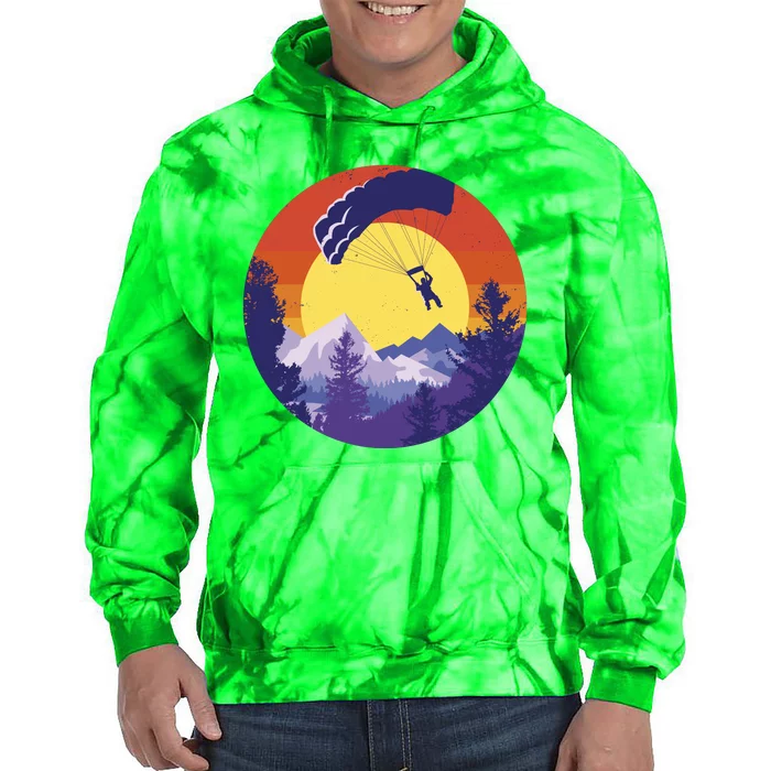 Parachute Skydiving Retro Sunset Tie Dye Hoodie