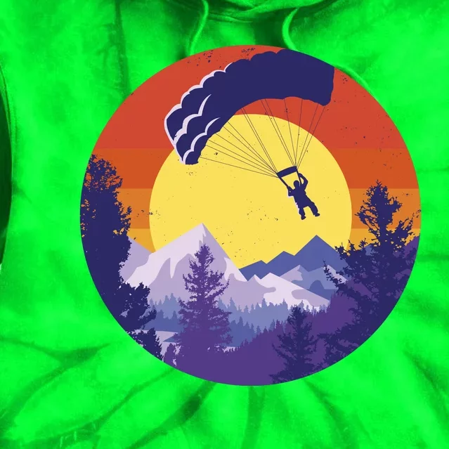 Parachute Skydiving Retro Sunset Tie Dye Hoodie