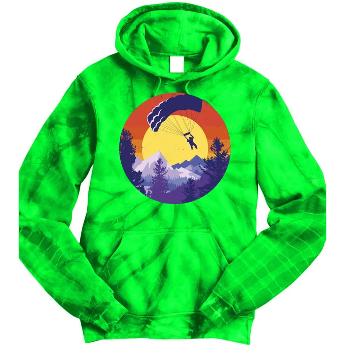 Parachute Skydiving Retro Sunset Tie Dye Hoodie