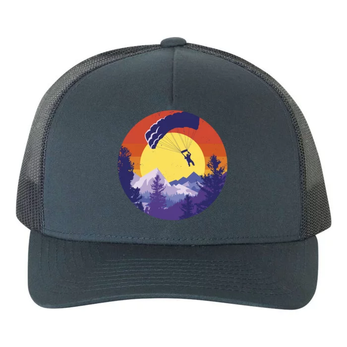 Parachute Skydiving Retro Sunset Yupoong Adult 5-Panel Trucker Hat