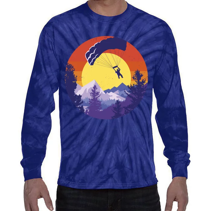 Parachute Skydiving Retro Sunset Tie-Dye Long Sleeve Shirt