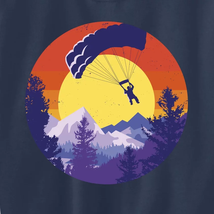 Parachute Skydiving Retro Sunset Kids Sweatshirt