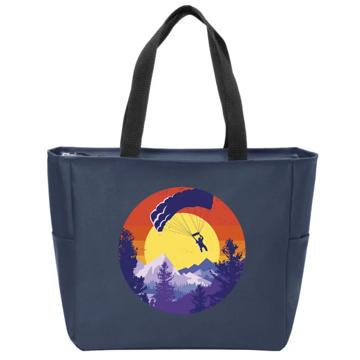 Parachute Skydiving Retro Sunset Zip Tote Bag