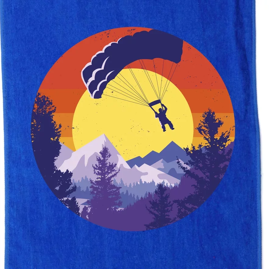 Parachute Skydiving Retro Sunset Platinum Collection Golf Towel