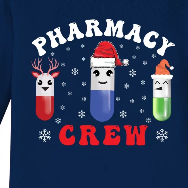 Pills Snow Reindeer Santa Claus Xmas Pharmacy Crew Gift Baby Long Sleeve Bodysuit