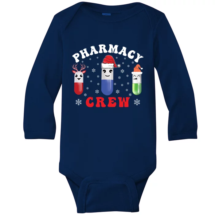 Pills Snow Reindeer Santa Claus Xmas Pharmacy Crew Gift Baby Long Sleeve Bodysuit