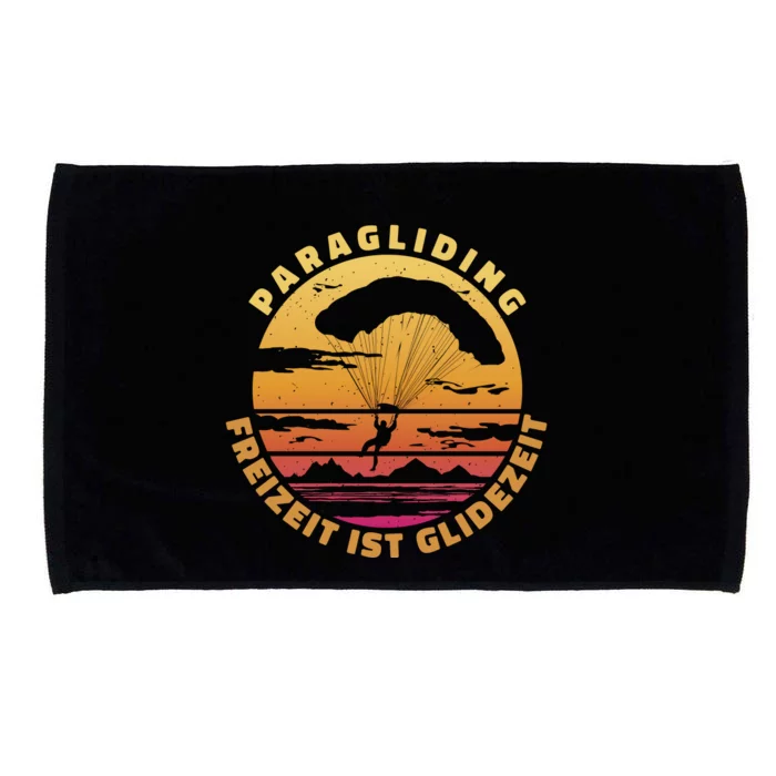 Paraglider Silhouette Retro Sunset Microfiber Hand Towel