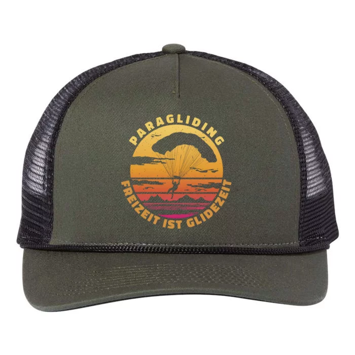 Paraglider Silhouette Retro Sunset Retro Rope Trucker Hat Cap