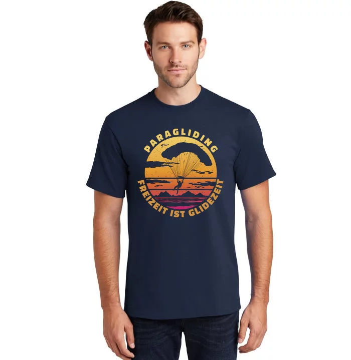 Paraglider Silhouette Retro Sunset Tall T-Shirt